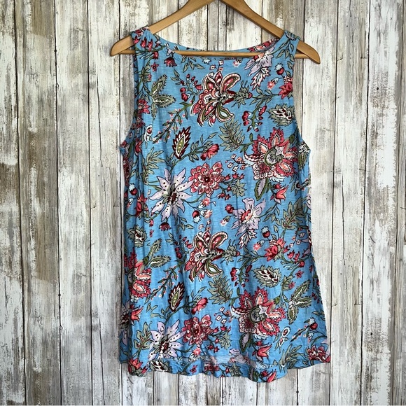 Loft Blue Floral Sleeveless Blouse - Picture 1 of 4